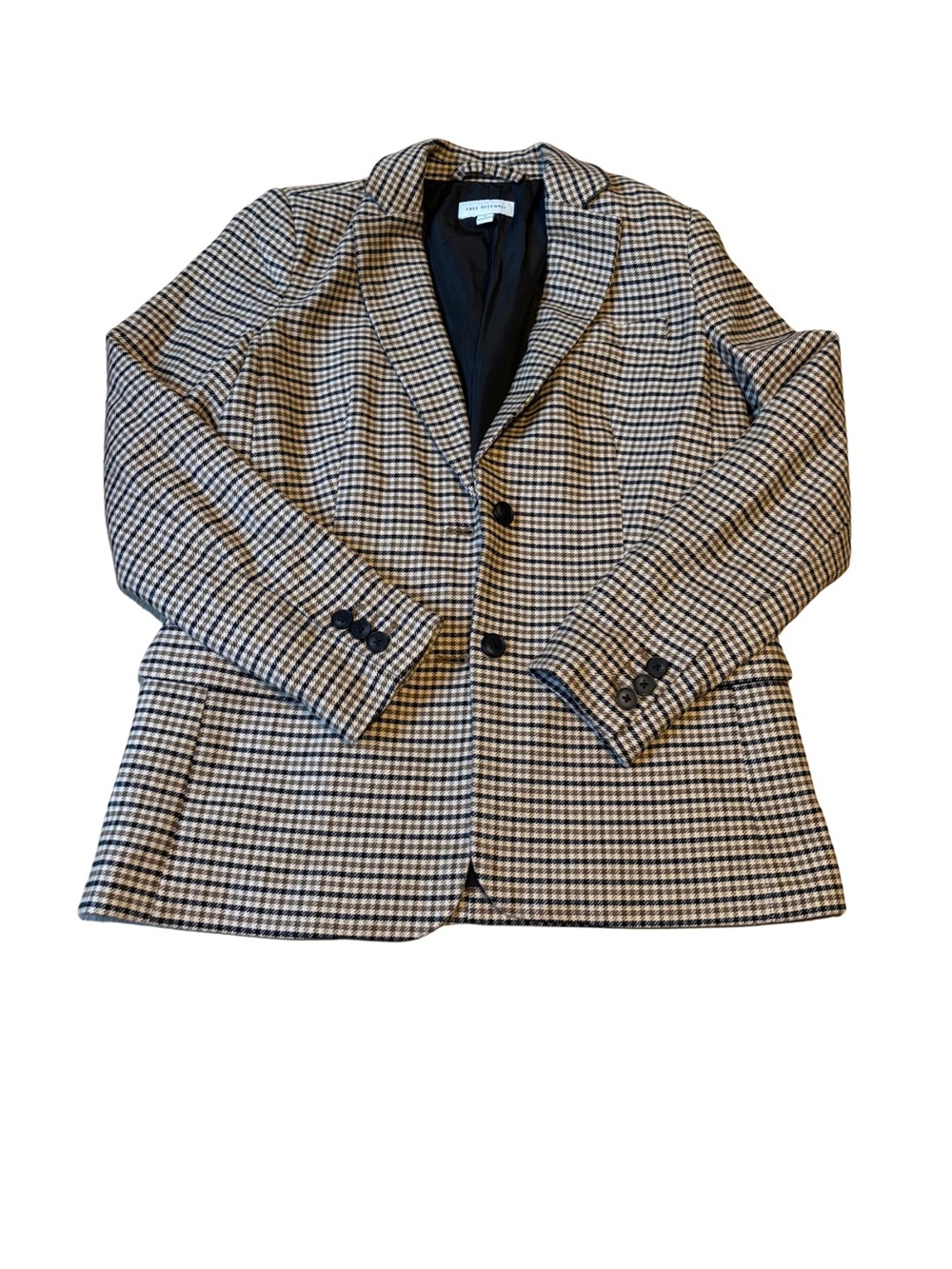 Tailored Houndstooth Blazer in Black and Cream - Women